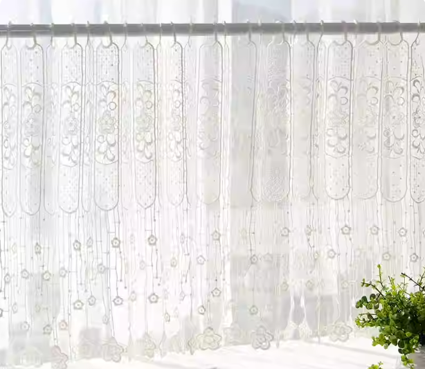 Gold Floral Sheer Cafe Curtain