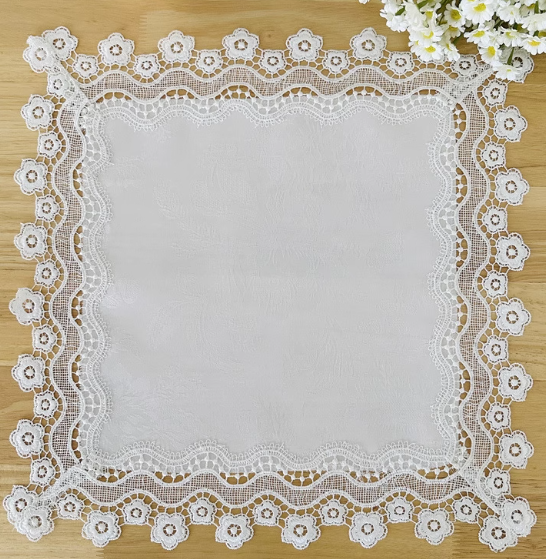 Lace Trim White Linen Napkin